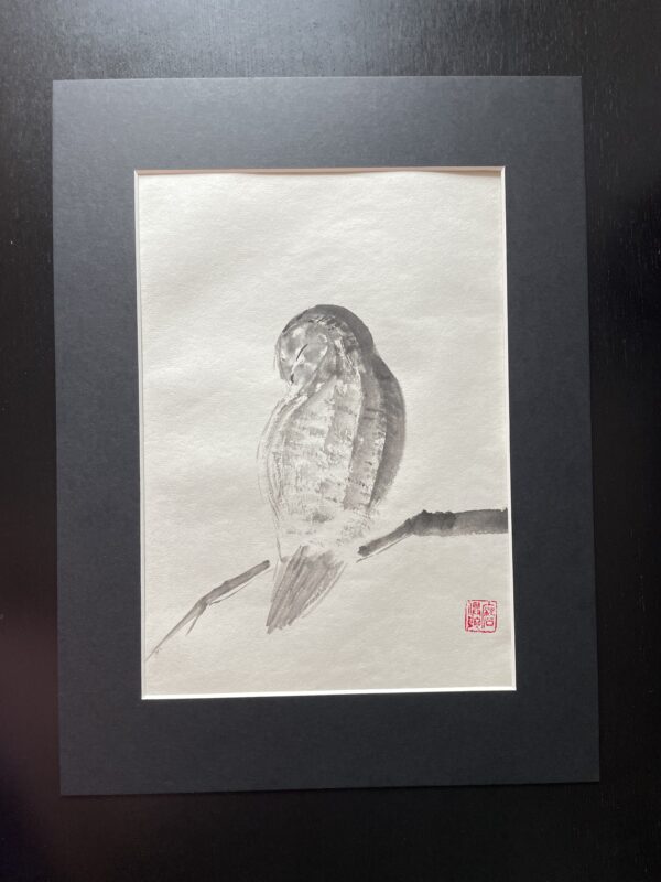owl sumi-e