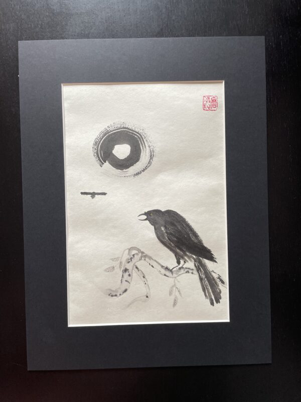 crow sumi-e