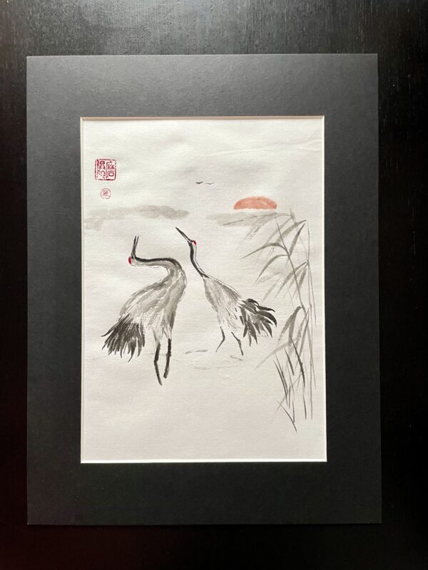 sumi-e cranes