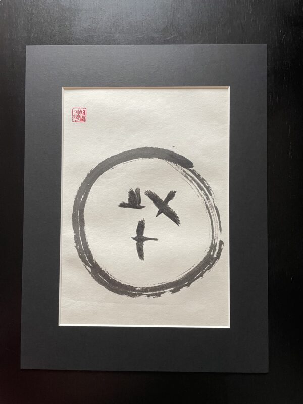 black sun and three crows